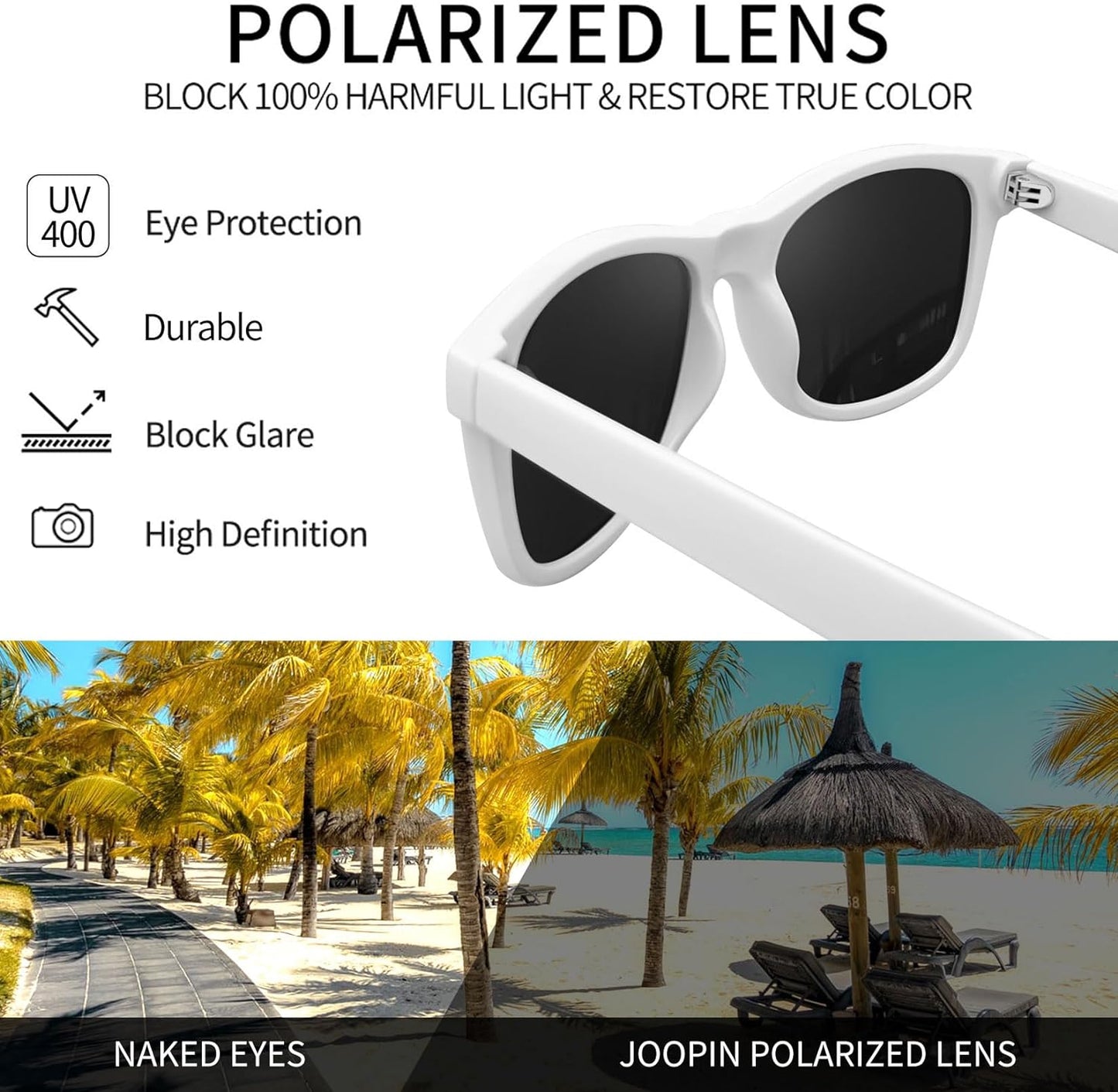 Joopin Polarized Sunglasses Men Women, Classic Square Sun Glasses 100% UV Protection Driving Fishing