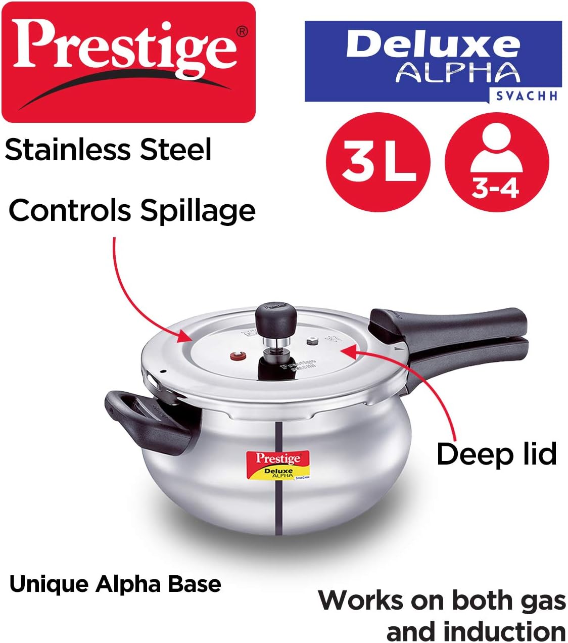 Prestige Stainless Steel Cooker Dlx Alpha Svachh Baby Handi 2 Ltr Cooker Mpd20266 | Silver