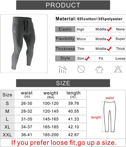 BROKIG Men's Athletic Running Sport Pants, Casual Gym Pants with Zipper Pockets