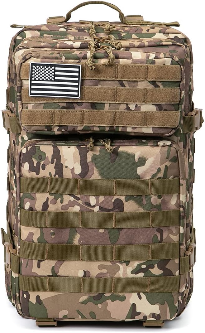 QT&QY 45L Military Tactical Backpacks Molle Army Assault Pack 3 Day Bug Out Survival Bag Hiking Treeking Rucksack