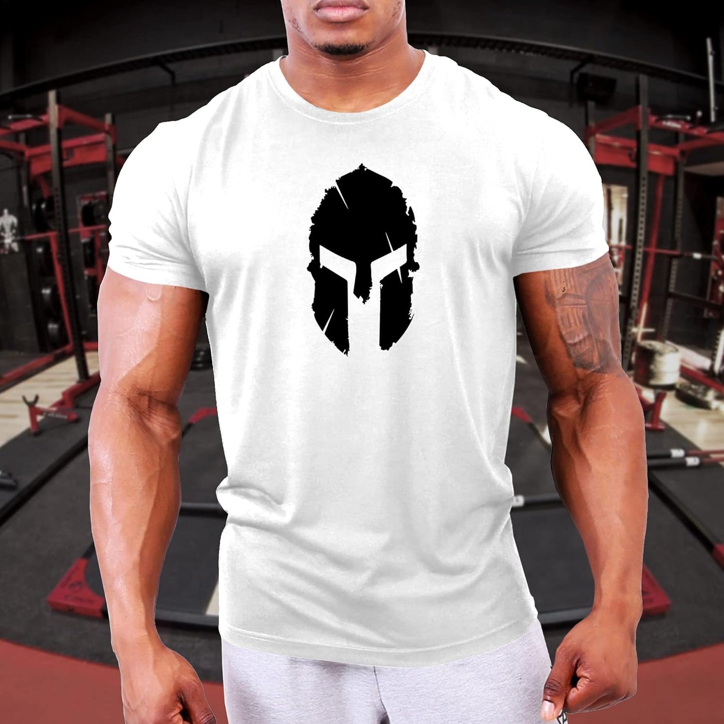 Men's Gym TShirt Workout Fitness T-shirt Cotton, Men Fitness Tshirt Muscle Shirts Bodybuilding Sport Shirts, Running Shirts for Men,