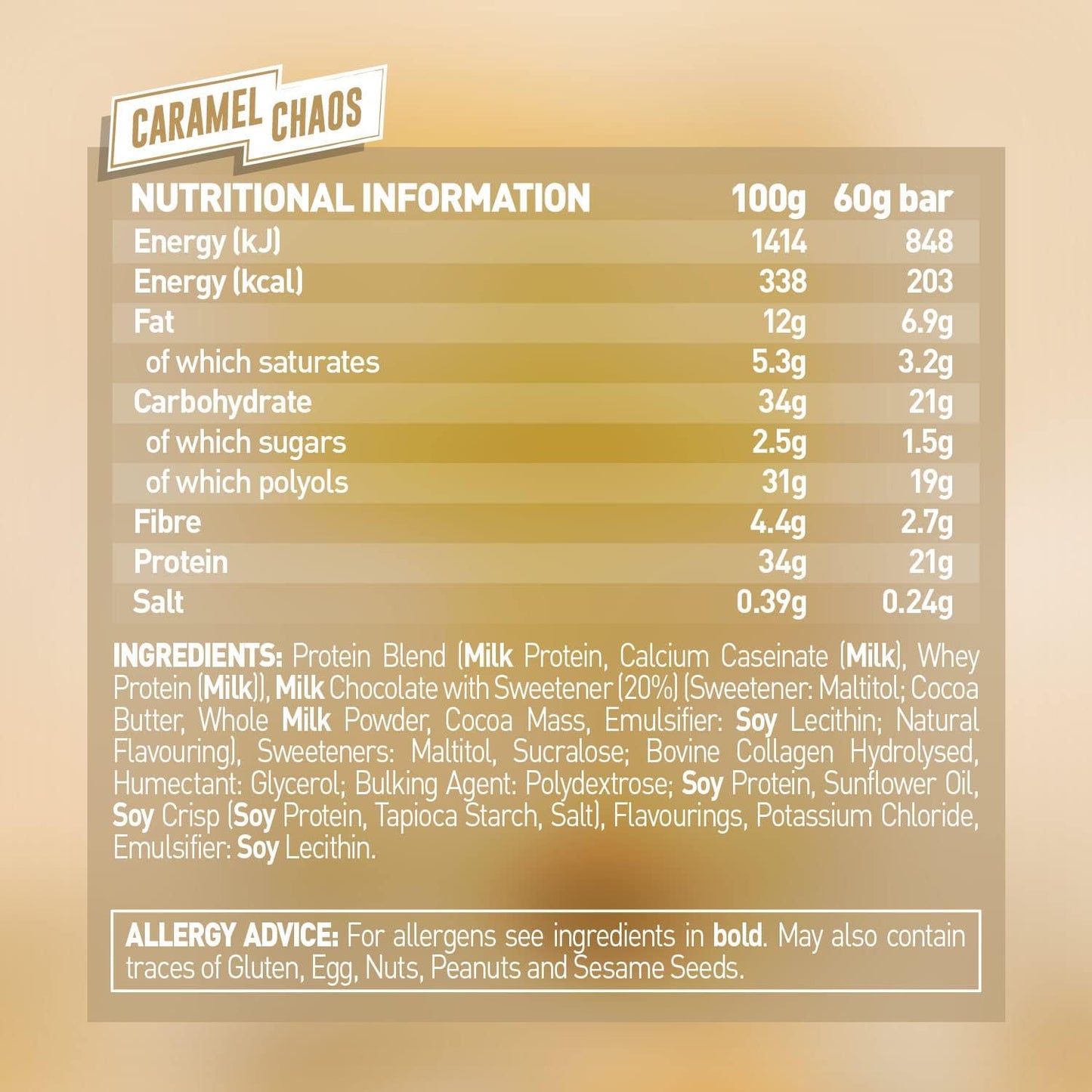 Grenade High Protein, Low Sugar Bar - Chocolate Chip Salted Caramel, 12 x 60 g