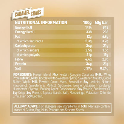 Grenade High Protein, Low Sugar Bar - Chocolate Chip Salted Caramel, 12 x 60 g