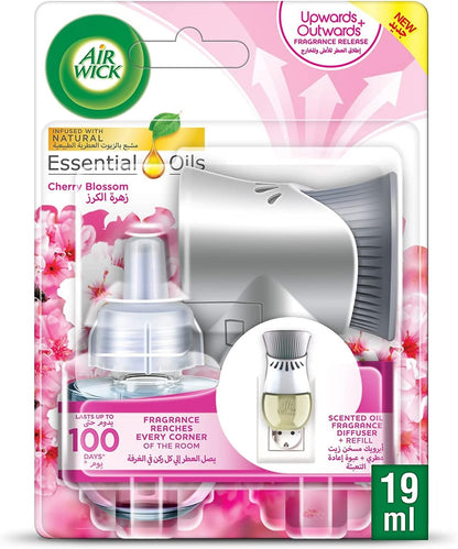 Air Wick Air Freshener Essential Oil Diffuser Kit, Cherry Blossom- Gadget and 1 Refill, 19 ml