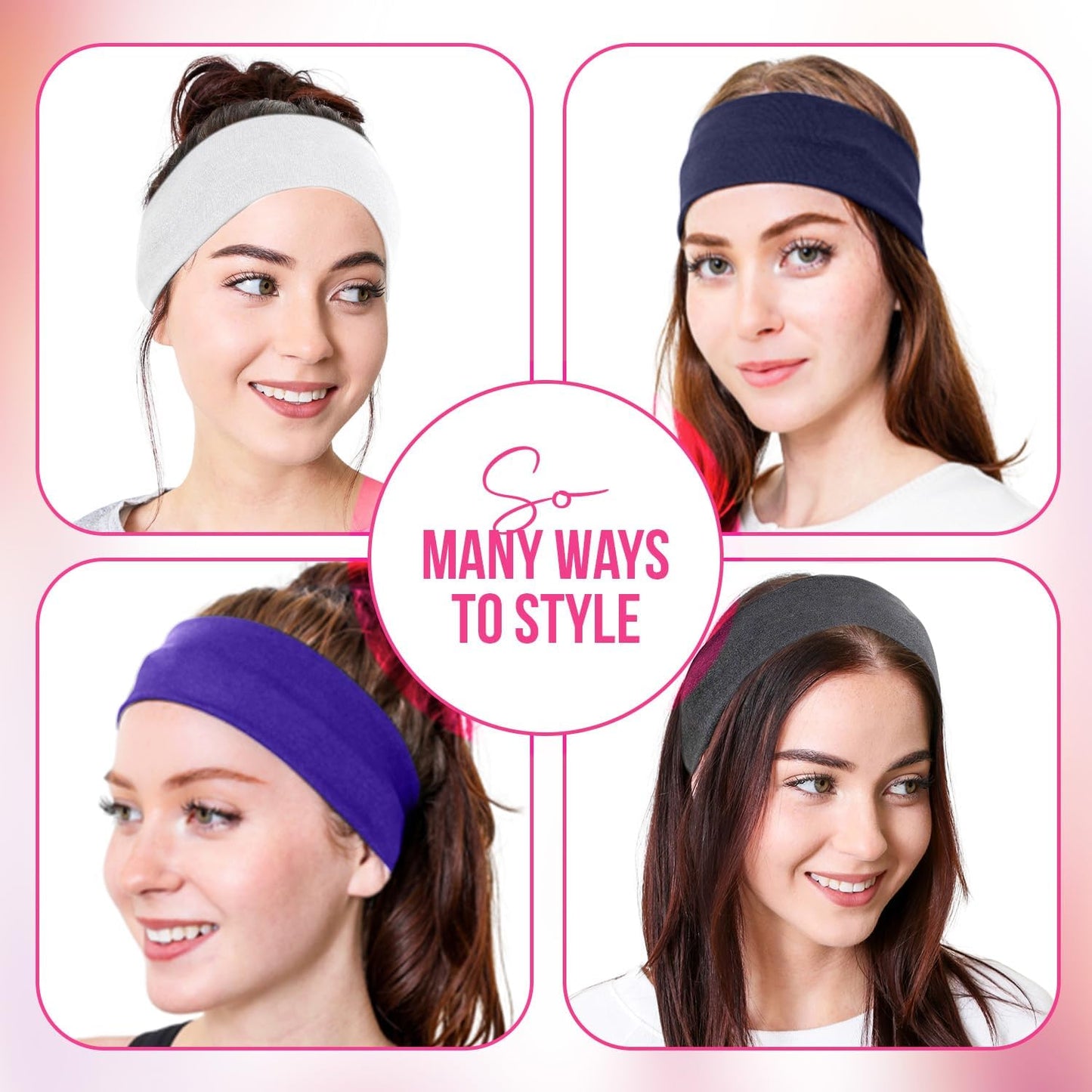 Styla Hair 10 Pack Stretch Headbands Non-Slip Head Wraps Great for Sports, Yoga, Pilates, Running, Gym, Workouts, Baseball, Casual Wear, Gifts & More!