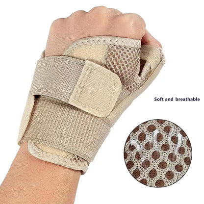 Thumb Splint with Wrist Brace - Thumb Support Brace for Wrist Hand Thumb Stabilizer Fits Both Right Left Hand for Men and Women (Beige)