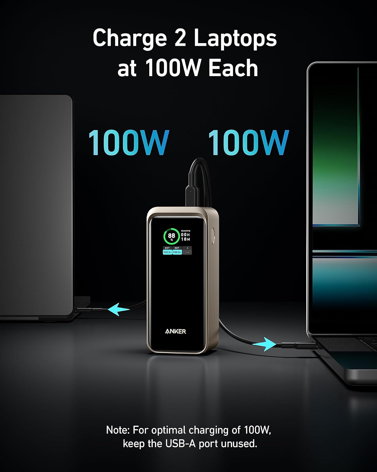 Anker Prime Power Bank, 20,000mAh Portable Charger with 200W Output, Smart Digital Display, 2 USB-C and 1 USB-A Port Compatible with iPhone 15/14 Series, Samsung, Dell, and More