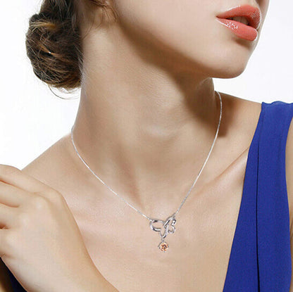 Swarovski Elements Crystal 925 Sterling Silver Pendant Fashion Necklace for Women Ladies Girls Gift JRosee Jewelry