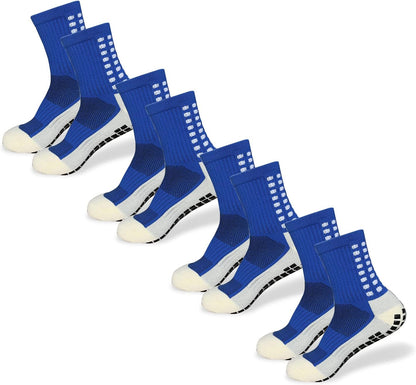 Men's Soccer Socks Anti Slip Non Slip Grip Pads for Football Basketball Sports Grip Socks, 4 Pair