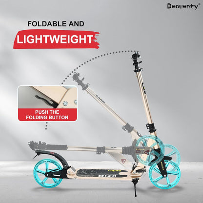 Beauenty 2 Wheels Scooter for Teens, Kick Scooter with Anti-shock Suspension and Adjustable Handlebar for Kids to Adults