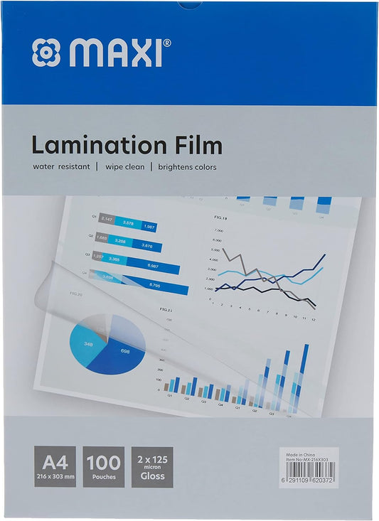 Maxi A4 Lamination Film 216 X 303 Mm 125 Mic, 100 Piece