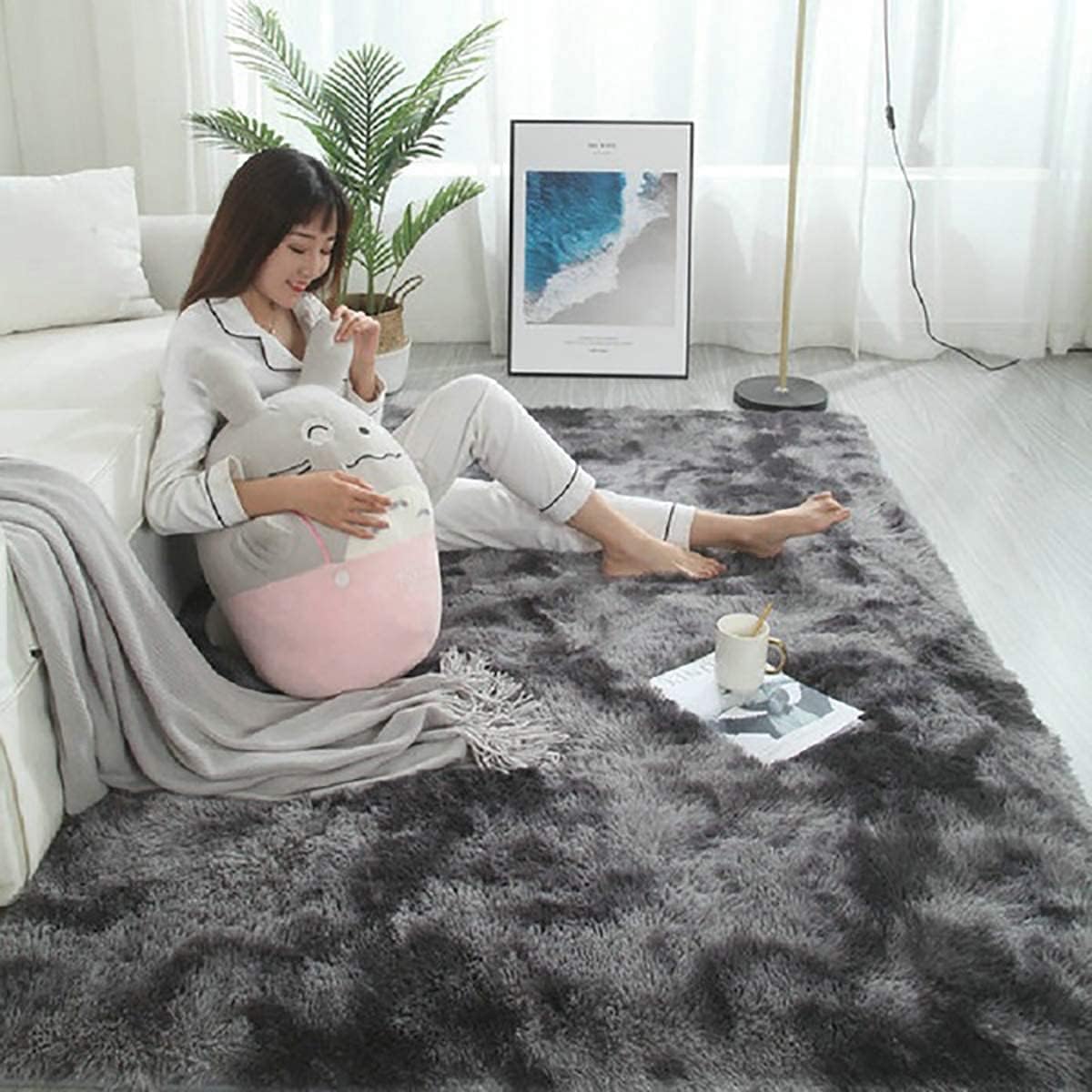 Super Soft Shaggy Rugs Fluffy Carpets, Upgrade Anti-Skid Durable Rectangular Fuzzy Rug, Indoor Modern Plush Area Rugs for Living Room Bedroom Kids Room Nursery Home (200 x 300 cm, Coffee)