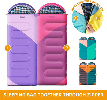 Camping Sleeping Bag, 32℉ Sleeping Bags for Adults Kids Teens Cold Weather Warm Sleeping Bag Winter for 3-4 Season Camping, Camping Gear Equipment, Traveling, and Outdoors