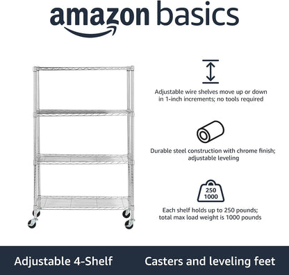 Amazon Basics 5-Shelf Adjustable, Heavy Duty Storage Shelving Unit (158.5 kgs loading capacity per shelf), Steel Organizer Wire Rack, Black (91.4 x 35.5 x 182.8 cm)