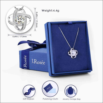 Swarovski Elements Crystal 18K Gold Plated 925 Sterling Silver Pendant Necklace and Studs Earrings J.Rosée Fashion Jewelry Sets for Women Ladies Girls Gift Package