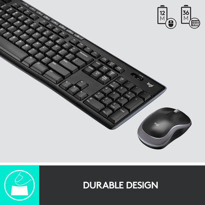 Logitech Mk270 Wireless Keyboard And Mouse Combo For Windows, 2.4 Ghz Wireless, Compact Wireless Mouse, 8 Multimedia And Shortcut Keys, 2-Year Battery Life, Pc/Laptop, English/Arabic