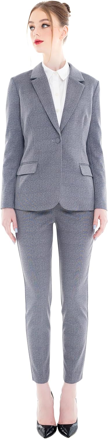 Marycrafts Women's Business Blazer Pant Suit Set for Work