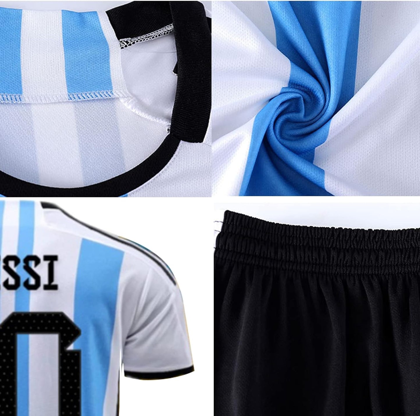 VUCATIN Messi Jersey for Kids Football Jersey Kit, Kids Argentina Football Jersey Boys Football Uniforms Short Shirts Set, Girls Sportswear Football Set Best Gift