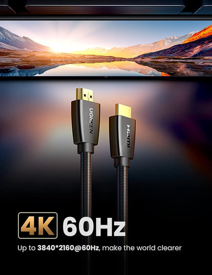 UGREEN HDMI Cable 4K 2M HDMI 2.0 18Gbps High-Speed 4K@60Hz HDMI to HDMI Video Wire Ultra HD 3D 4K HDMI Cord Braided Compatible with MacBook Pro UHD TV Nintendo Switch Xbox Playstation PS5/4 PC Laptop