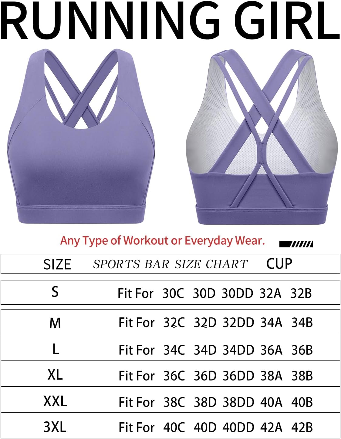 RUNNING GIRL womens Full Coverage Women's Plus Sports Bras