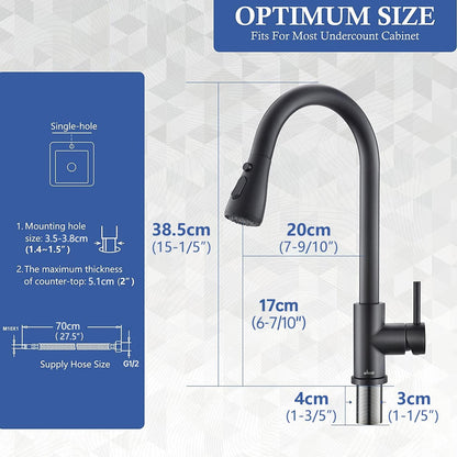 APPASO Kitchen Faucet with Pull Down Sprayer - Single Handle One Hole High Arc Pull Out Kitchen Sink Faucets with Deck Plate, Brushed Nickel, APS220BN