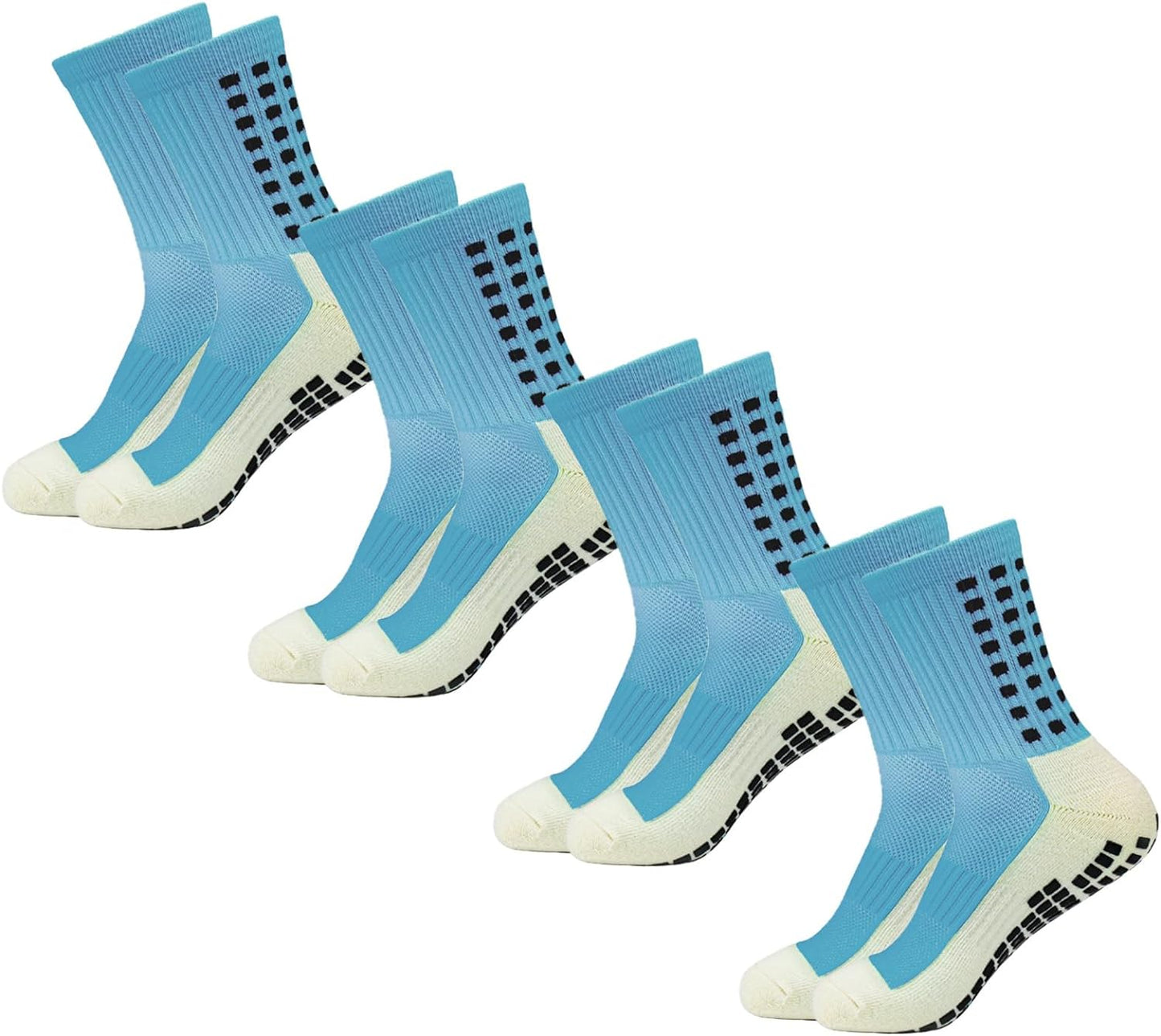 Men's Soccer Socks Anti Slip Non Slip Grip Pads for Football Basketball Sports Grip Socks, 4 Pair