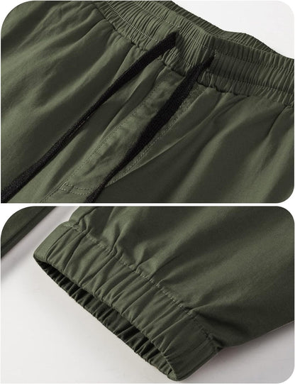 Men's Joggers Cotton Drawstring Outdoor Hiking Pants Casual Stretch Elastic Waist Track Pants Twill Jogging Sweatpants