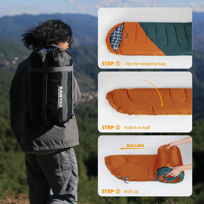 Camping Sleeping Bag, 32℉ Sleeping Bags for Adults Kids Teens Cold Weather Warm Sleeping Bag Winter for 3-4 Season Camping, Camping Gear Equipment, Traveling, and Outdoors