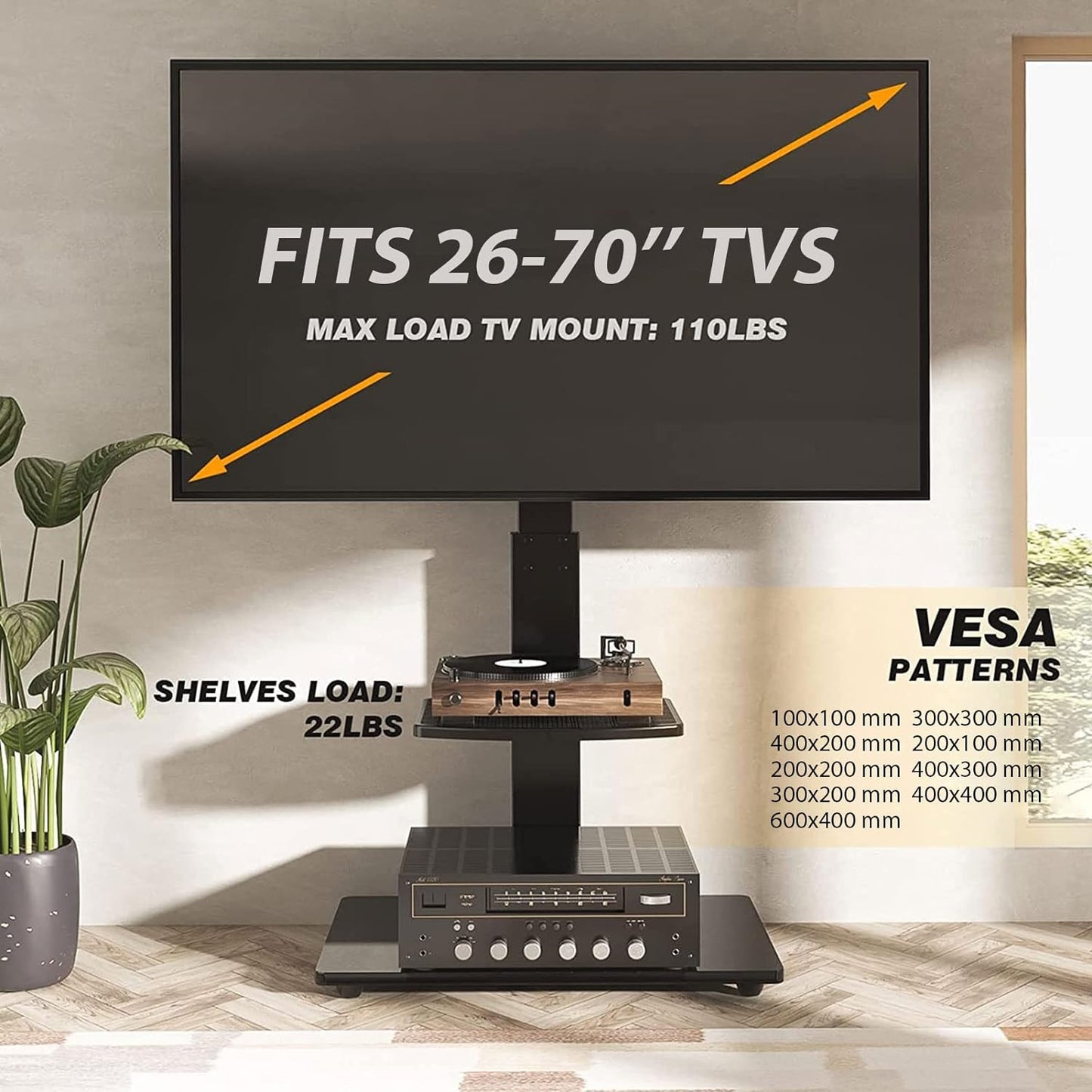 Movable TV Stand with Wheels, TV Table,mobile TV Floor Stand,Suitable 26-70 Inch LED Flat/Curved TV Stands Rolling cart with wheels,Swivel & Height Adjustable,for Family Living Room Bedroom Meeting