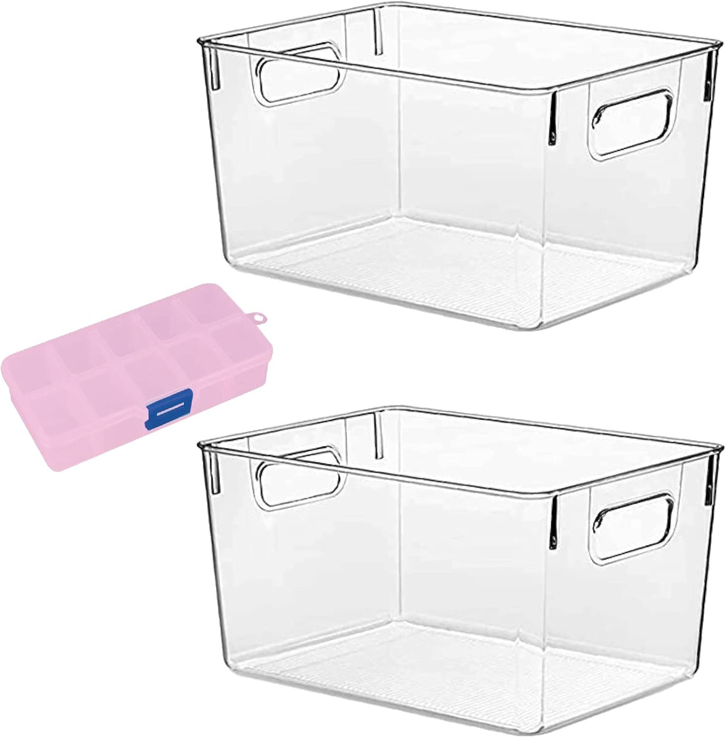 Plastic Storage Bins - Storage Box Organizer - Kitchen Organizers - Fridge Storage Containers - Cabinet Container Bin - Bathroom Organiser - Toy Room Nursery Organizers تخزين (SET of 4 – Large)