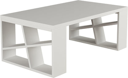 Decortie Honey Coffee Table, Engineered Wood, Ideal For Living Room, Office and Other Spaces, D 60 x W 105 x H 40 cm, White