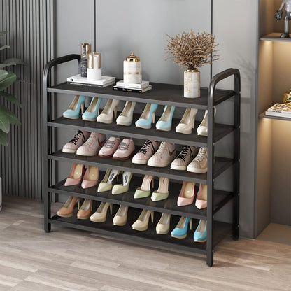 INFOSUN Shoe Rack, Shoes Cabinet Organizer, 5-Tier Shoe Storage with 4 Mesh Shelves, Multi-Function Organizer, Boots Storage Shelf Modern House Furniture Home for Entryway Hallway