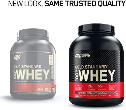 Optimum Nutrition (ON) Gold Standard 100% Whey Protein Powder Primary Source Isolate, 24 Grams of Protein for Muscle Support and Recovery - Delicious Strawberry, 10 Lbs, 146 Servings (4.53 KG)