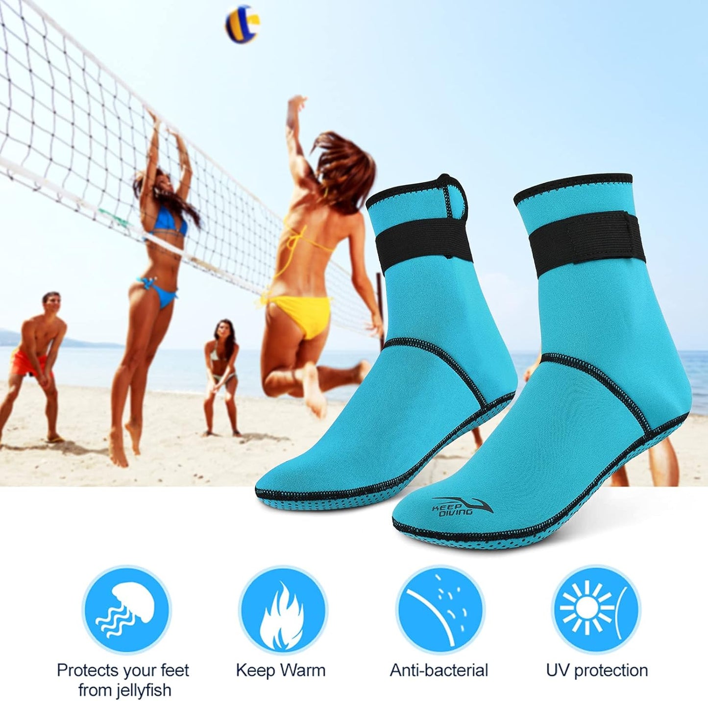 YUSEI Diving Socks 3mm Neoprene Beach Water Socks Thermal Wetsuit Boots Anti Slip Diving Socks for Rafting Snorkeling Sailing Swimming