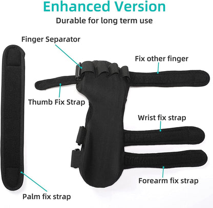 Azonee Stroke Resting Hand Splint Night Immobilizer Wrist Finger Brace for Flexion Contractures Functional 5 Finger Stabilizer Wrap for Muscle Atrophy Rehab Arthritis Pain(Large, Left)