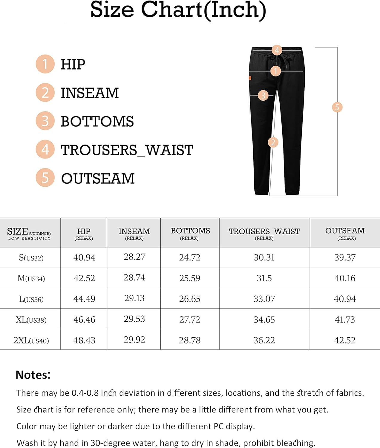 Men's Joggers Cotton Drawstring Outdoor Hiking Pants Casual Stretch Elastic Waist Track Pants Twill Jogging Sweatpants