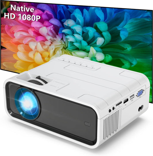 Native 1920 x 1080P Projector Full HD Home Cinema Projector Led Portable Projector Compatible with Fire TV Stick,PS4, HDMI, VGA, AV and USB