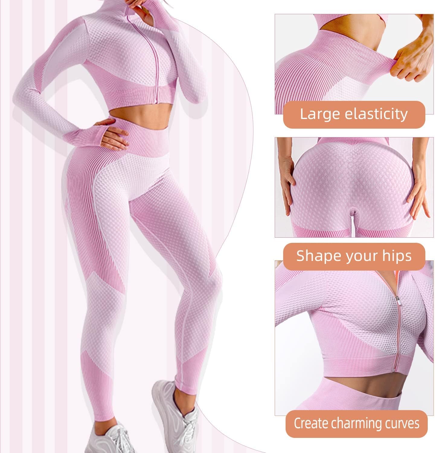 Veriliss 3pcs Gym Clothes for Women Tracksuit Womens Full Set Outfits Workout Joggers Yoga Sportswear Leggings and Stretch Sports Bra Jumpsuits Clothes Sets