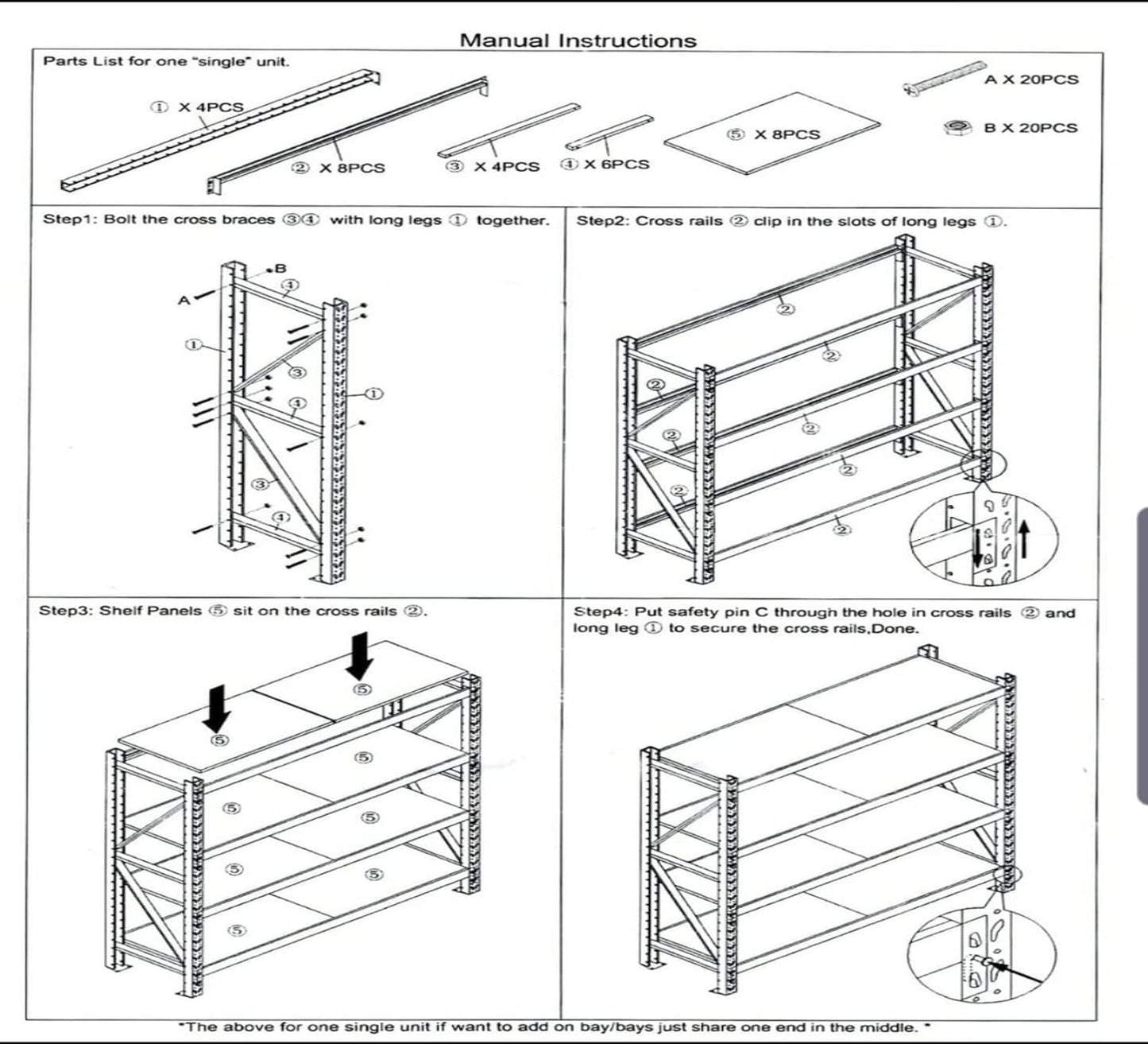 Garage Shelving Units Heavy Duty Racking Shelves for Storage 200KG White and Blue 4 Tier (200KG Per Shelf) 875KG Capacity For Workshop, Shed, Office 5 Year Warranty (2mx1.5x0.60m)