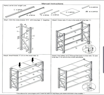 Garage Shelving Units Heavy Duty Racking Shelves for Storage 200KG White and Blue 4 Tier (200KG Per Shelf) 875KG Capacity For Workshop, Shed, Office 5 Year Warranty (2mx1.5x0.60m)