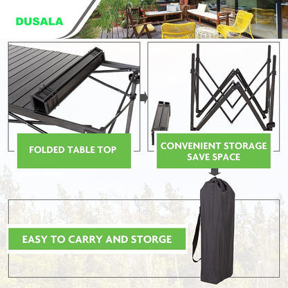 DUSALA Outdoor Folding Camping Table Portable Aluminum Table with Large Storage Organizer and Carrying Bags Collapsible Beach Table for Outdoor Camp Picnic BBQ Travel Fishing (95 * 56 * 50cm)