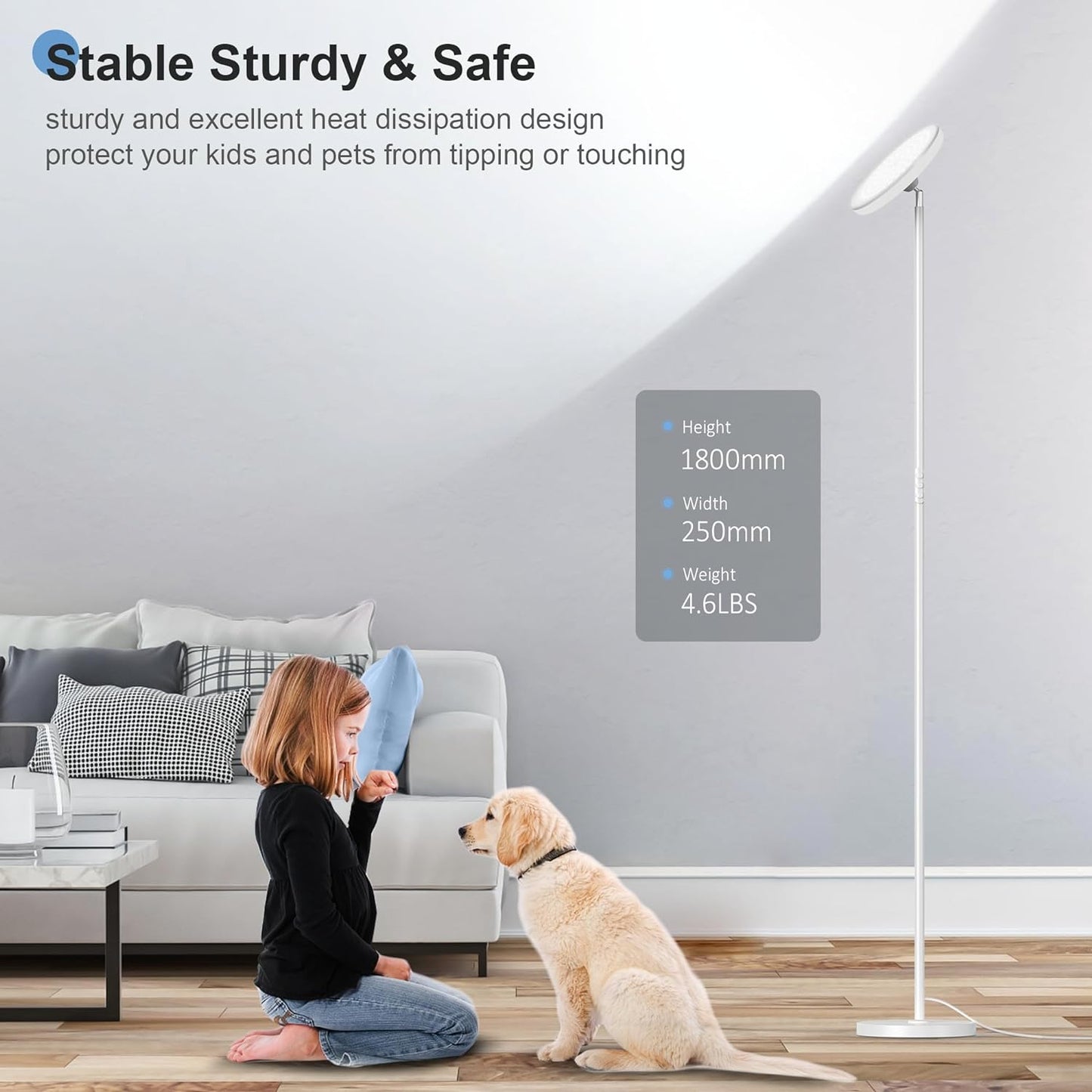 Floor Lamp,42W 3200LM Modern Torchiere Sky LED Lamps,Super Bright Tall Standing Pole Light with Remote,5 Color Temperatures,Memory Function & Touch Control for Living Room,Bedroom,Office(White)