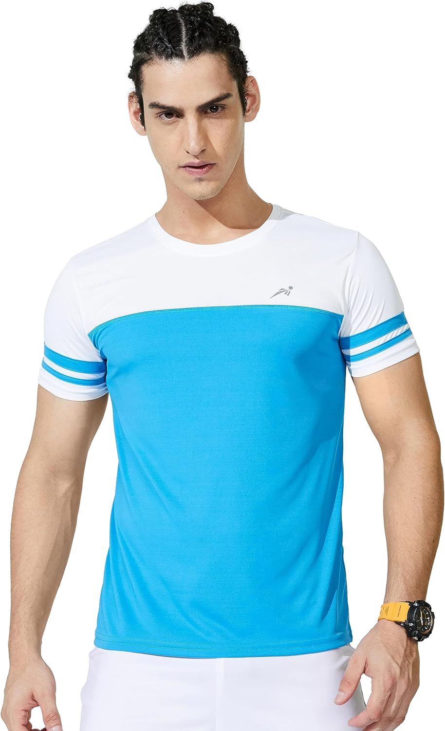 Amazon Brand - Symactive Men's Color Block Regular Fit Half Sleeve Sports T-Shirt