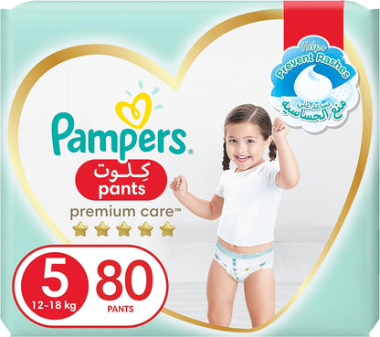 Pampers Premium Care Pants Diapers, Size 5, 12-18kg, Unique Softest Absorption for Ultimate Skin Protection, 160 Count