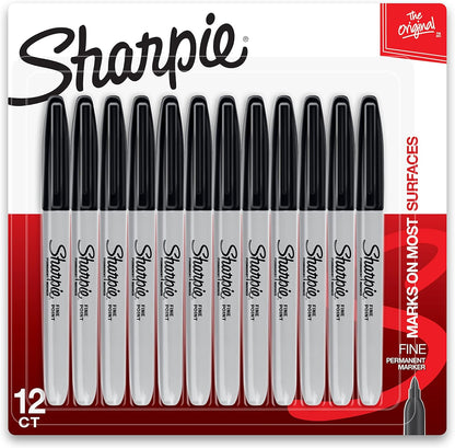 Sharpie Permanent Marker, Fine Point, Black, Pack of 3