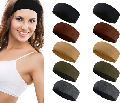 Styla Hair 10 Pack Stretch Headbands Non-Slip Head Wraps Great for Sports, Yoga, Pilates, Running, Gym, Workouts, Baseball, Casual Wear, Gifts & More!