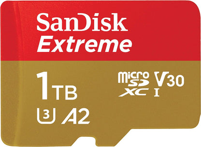 SanDisk 128GB Extreme microSD UHS I Card for 4K Video on Smartphones, Action Cams & Drones 190MB/s Read, 90MB/s Write SDSQXAA 128G GN6MN, Red/Gold