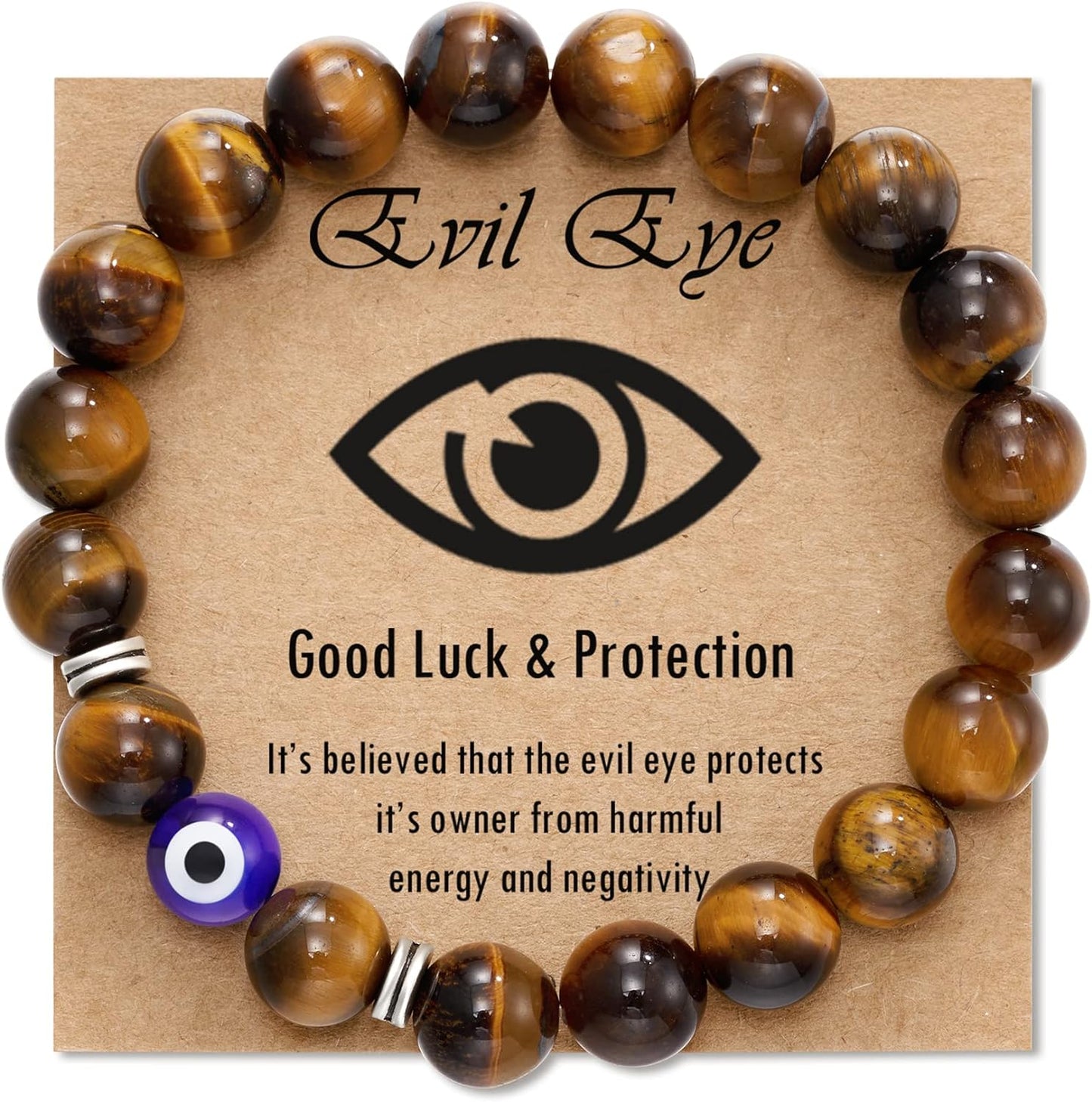 Glemay Evil Eye Bracelet for Men Natural Stone Bracelet Protection Good Luck Amulet for Boy