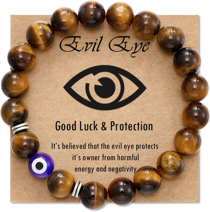 Glemay Evil Eye Bracelet for Men Natural Stone Bracelet Protection Good Luck Amulet for Boy