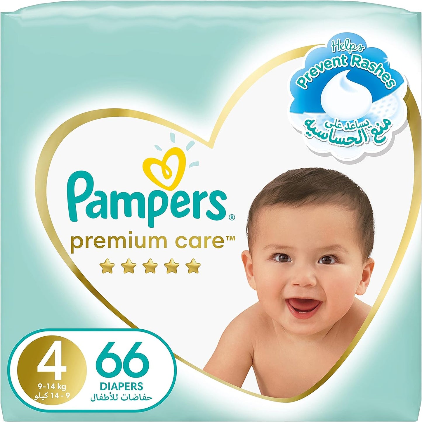 Pampers Premium Care Taped Baby Diapers, Size 4, 9-14 kg, Unique Softest Absorption for Ultimate Skin Protection, 216 Count